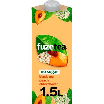 Foto van Fuzetea no sugar black tea perzik en vlierbloesemsmaak frisdrank 1, 5l bij jumbo