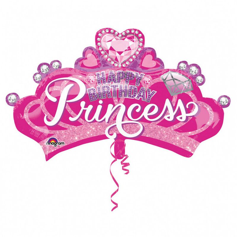 Foto van Anagram folieballon happy birthday princess 81 x 48 cm roze