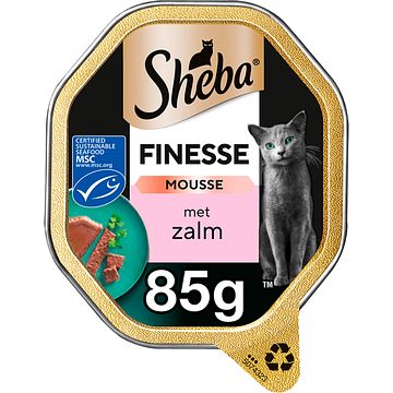 Foto van Sheba finesse mousse zalm kattenvoer 85g bij jumbo