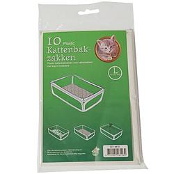 Foto van 10 x stuks plastic kattenbak afvalzakken wit 50 x 20 x 37 cm - kattenbakzakken - voorkomt vieze geuren