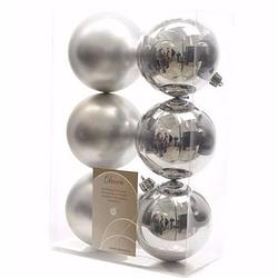 Foto van Christmas silver kerstboom decoratie kerstballen zilver 6 stuks - kerstbal