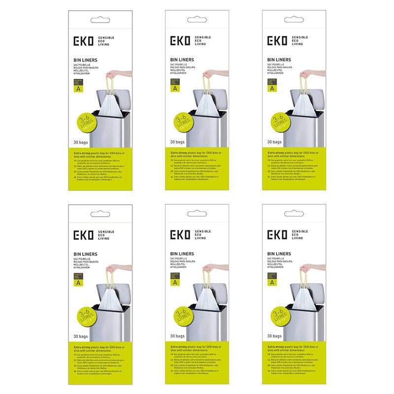 Foto van Eko - afvalzakken 3-6 ltr (a), eko (6x30 stuks) - - wit