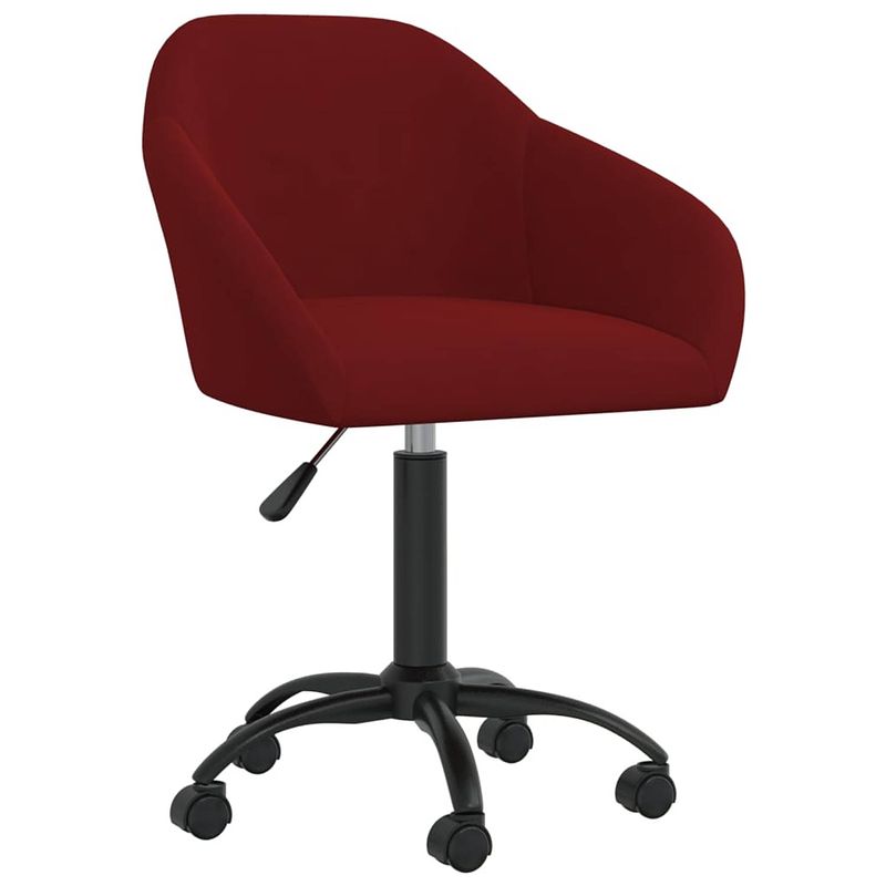 Foto van The living store eetkamerstoelen - fluweel - wijnrood - 63 x 56 x (80-92) cm - draaibaar