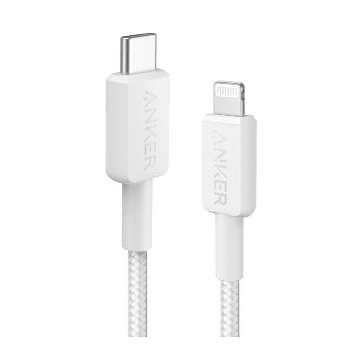 Foto van Anker 322 usb-c to lgt cable nylon 0.9m oplader wit