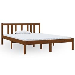 Foto van Vidaxl bedframe massief hout honingbruin 135x190 cm 4ft6 double