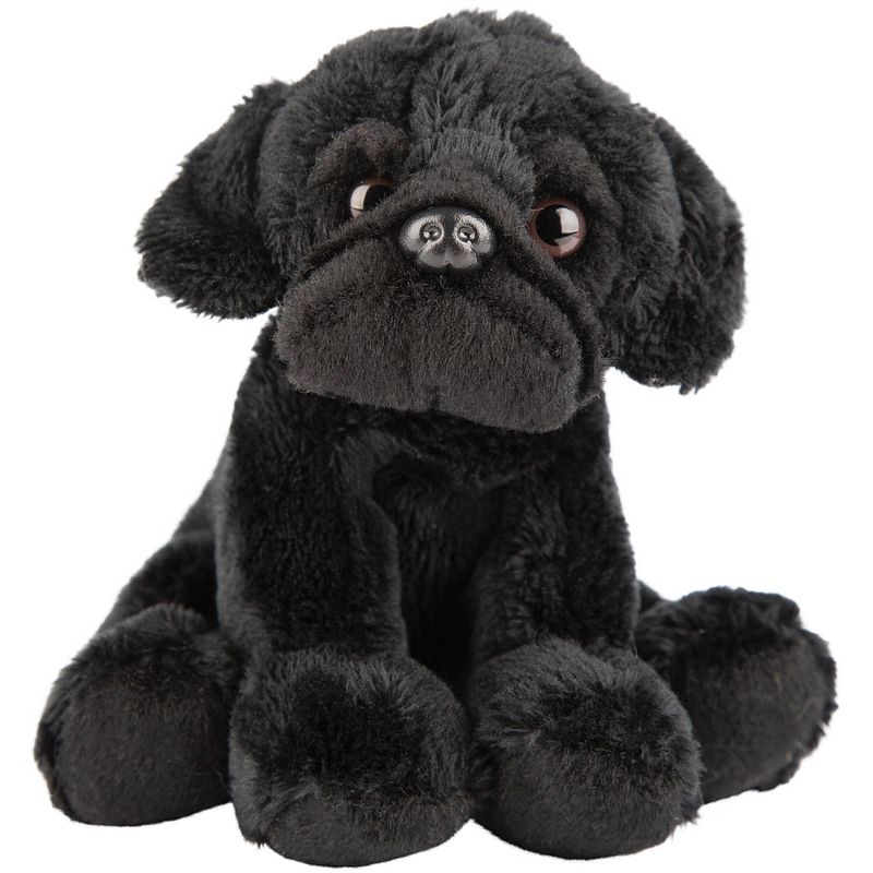 Foto van Pluche knuffel dieren zwarte mopshond hond 13 cm - knuffel huisdieren