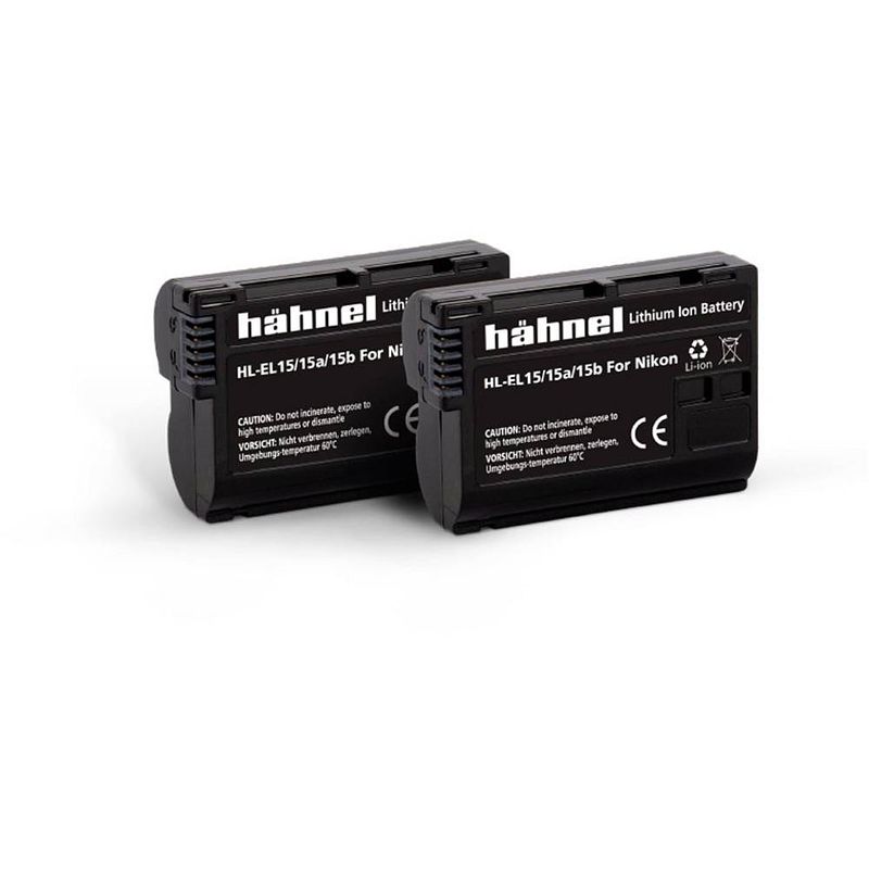 Foto van Hähnel fototechnik hl-el15hpa/b, 2er camera-accu vervangt originele accu en-el15 7 v 1650 mah