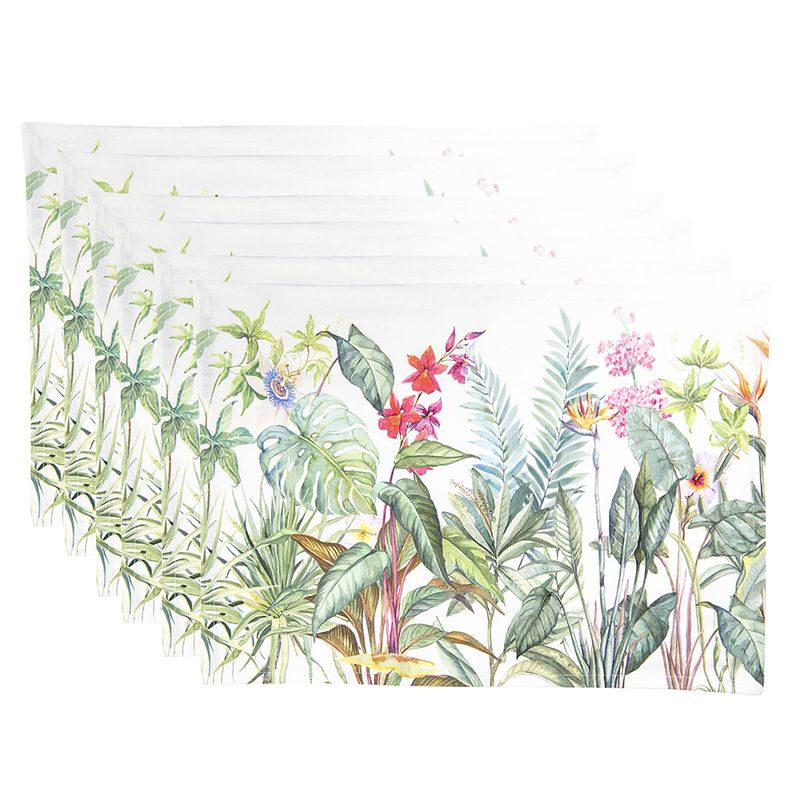 Foto van Haes deco - set van 6 placemats - 48x33 cm - 100% katoen - jungle botanics