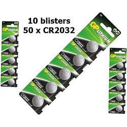 Foto van 10 blisters (50x) - gp cr2032 lithium batterij