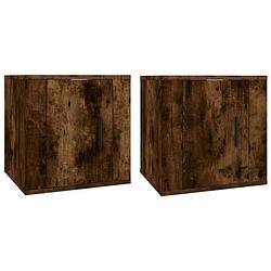 Foto van The living store tv wandmeubel - gerookt eiken - set van 2 - 40 x 34.5 x 40 cm