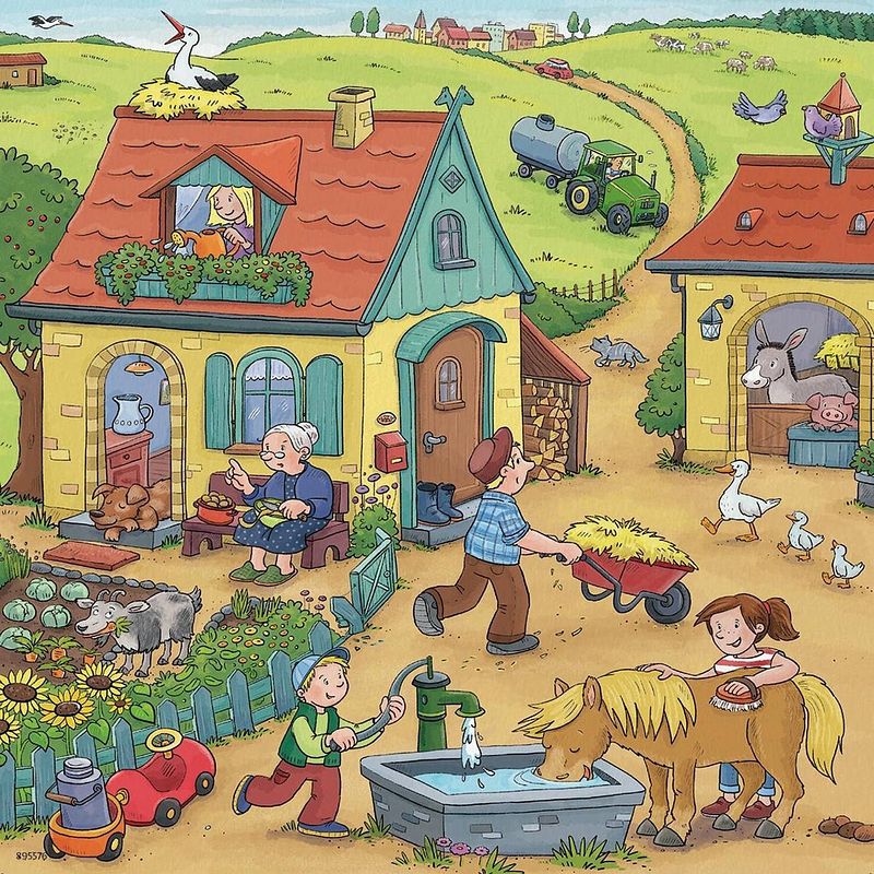 Foto van Ravensburger puzzel boerderij - drie puzzels - 49 stukjes - kinderpuzzel