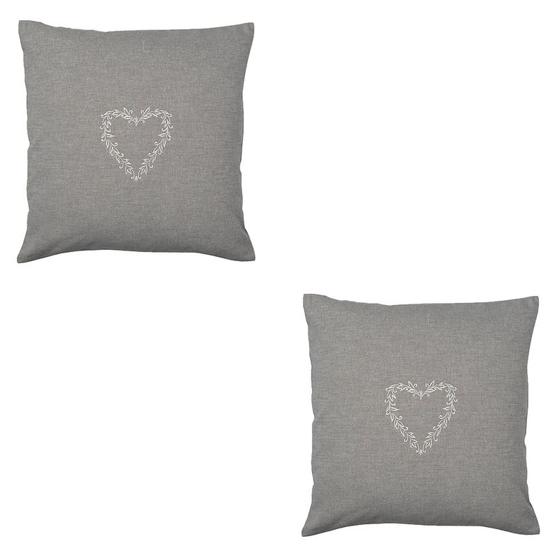 Foto van Haes deco - set van 2 sierkussenhoezen - 40x40 cm - 100% katoen - lovely heart