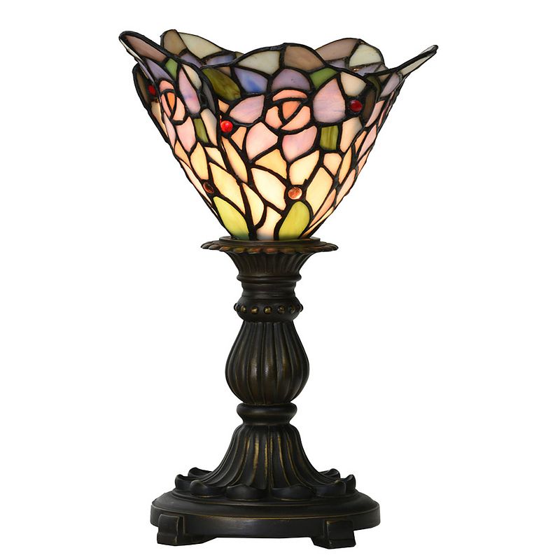 Foto van Lumilamp tiffany tafellamp ø 20x30 cm roze paars glas tiffany bureaulamp roze tiffany bureaulamp