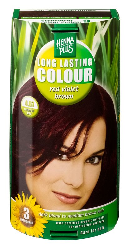 Foto van Hennaplus 4.67 red violet brown long lasting colours 100ml