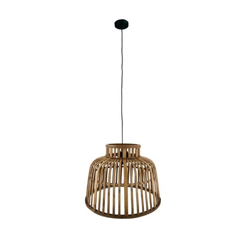 Foto van Dknc - hanglamp - bamboe - 46x46x35cm - bruin