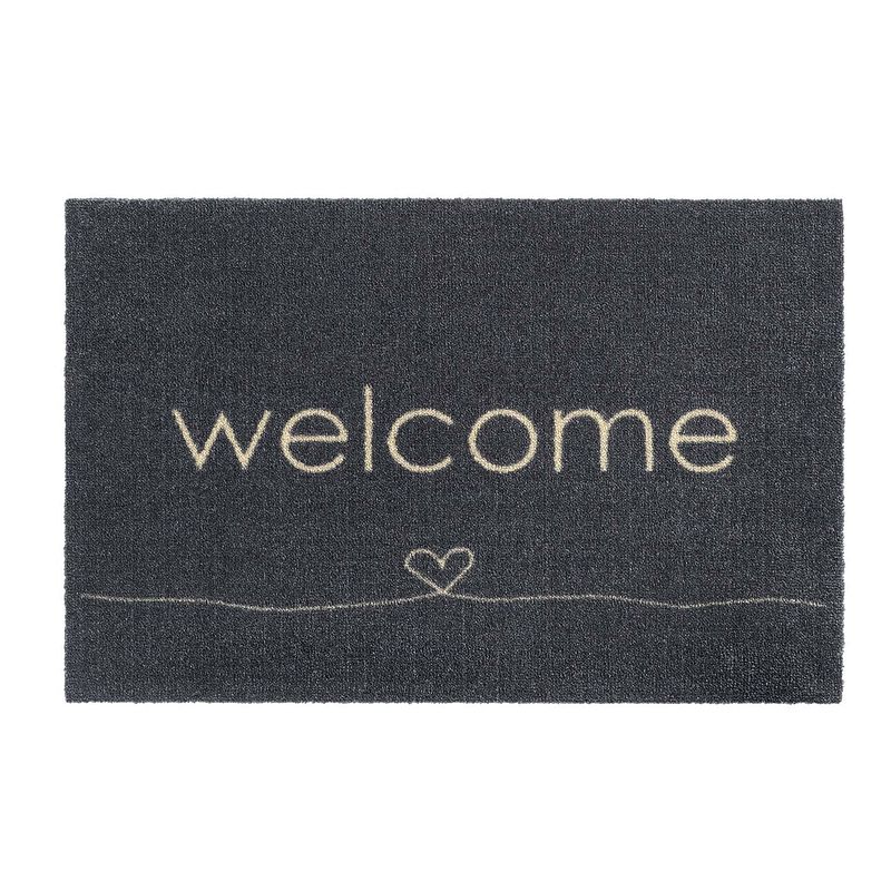 Foto van Schoonloopmat ambiance welcome heart antraciet 50x75 cm