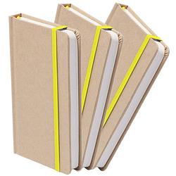Foto van Set van 3x stuks luxe schriftjes/notitieboekjes geel met elastiek a5 formaat - schriften