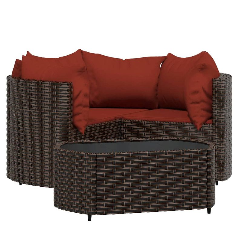 Foto van Vidaxl 4-delige loungeset met kussens poly rattan bruin