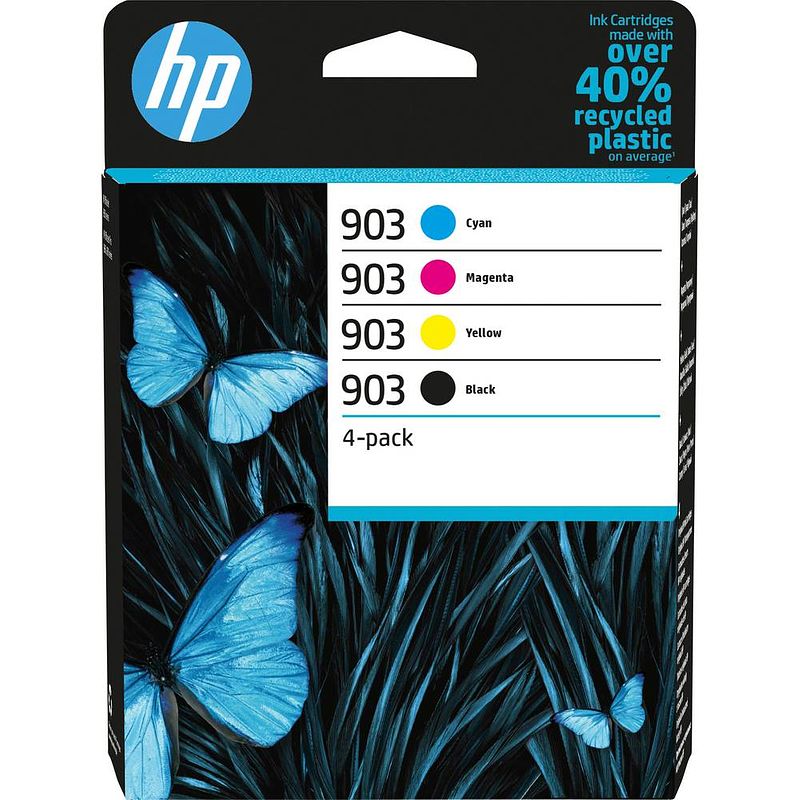 Foto van Hp cartridge 903 origineel 4-pack zwart, cyaan, magenta, geel 6zc73ae