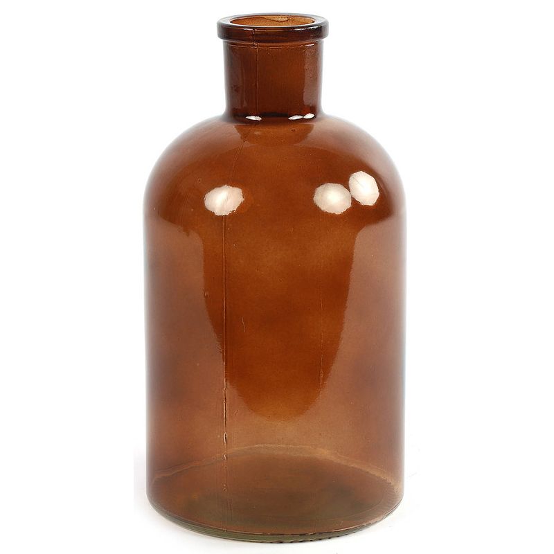 Foto van Countryfield vaas - bruin - glas - apotheker fles vorm - d14 x h27 cm - vazen