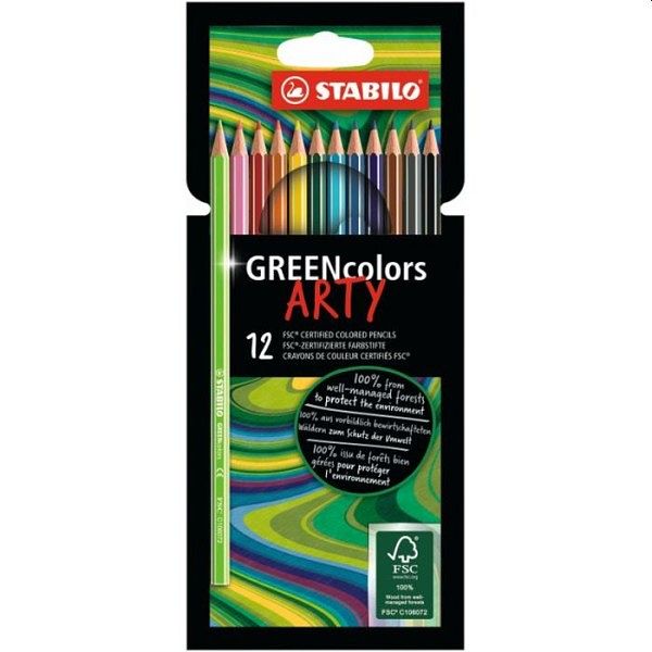 Foto van Stabilo greencolors kleurpotloden arty etui 12 stuks