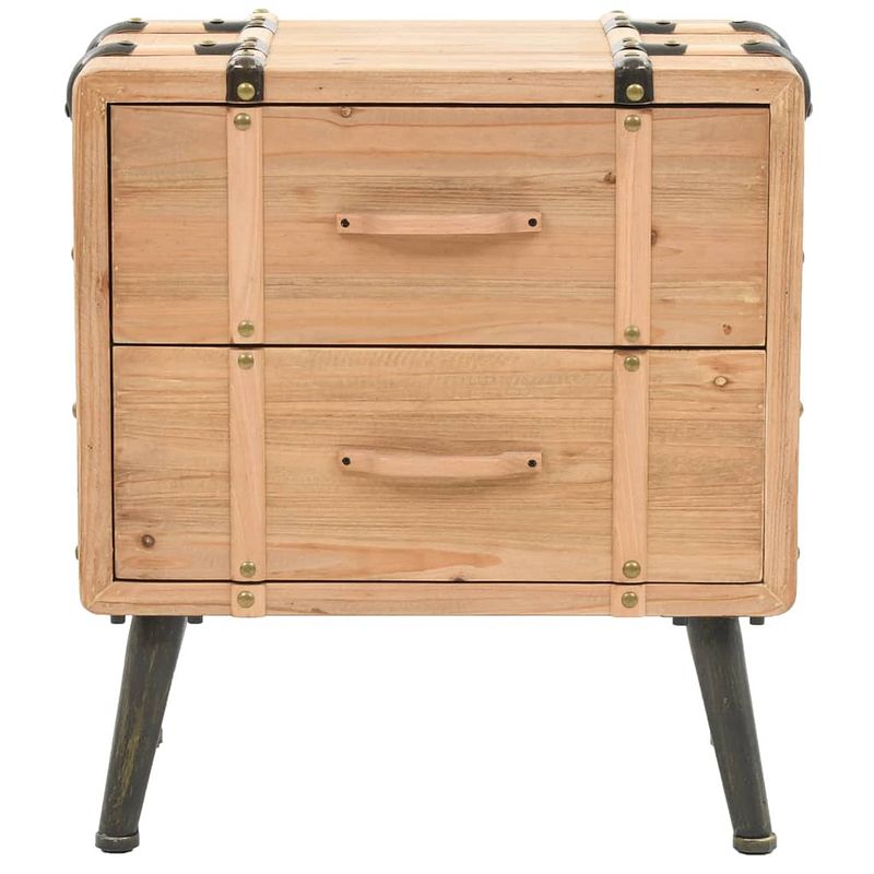 Foto van The living store retro nachtkastje - hout - 50 x 35 x 57 cm - met 2 lades