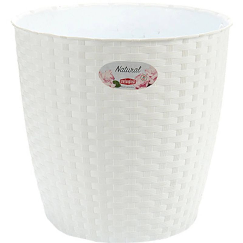 Foto van Stefanplast bloempot natural 29 x 26,5 cm wit