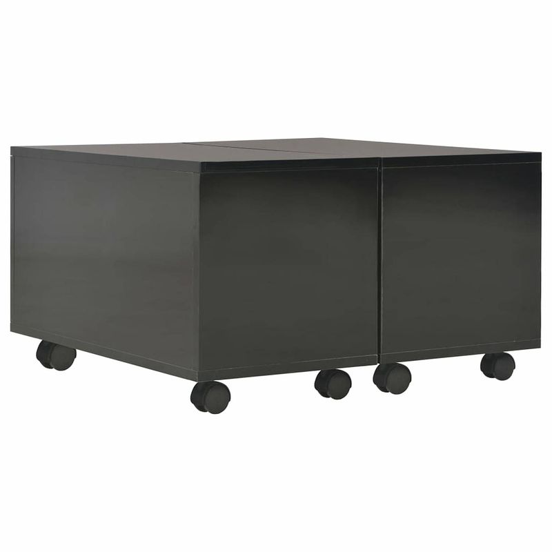 Foto van Vidaxl salontafel 60x60x35 cm spaanplaat hoogglans zwart