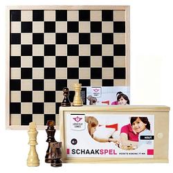 Foto van Houten schaakstukken en schaakbord 40 x 40 cm - actiespellen