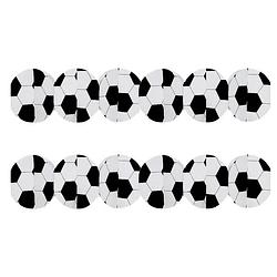 Foto van Fest dekor voetbal slinger - 2x - zwart/wit - papier - 3 meter - feestslingers
