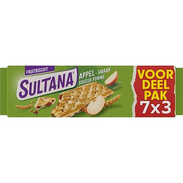 Foto van Sultana fruitbiscuit appel smaak voordeelpak promopack 7 x 3 stuks bij jumbo