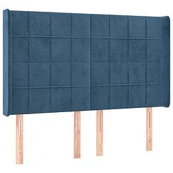 Foto van Vidaxl hoofdbord met randen 147x16x118/128 cm fluweel donkerblauw