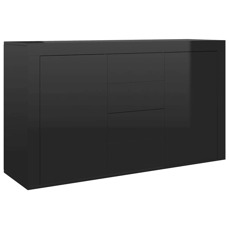 Foto van Vidaxl dressoir 120x36x69 cm spaanplaat hoogglans zwart