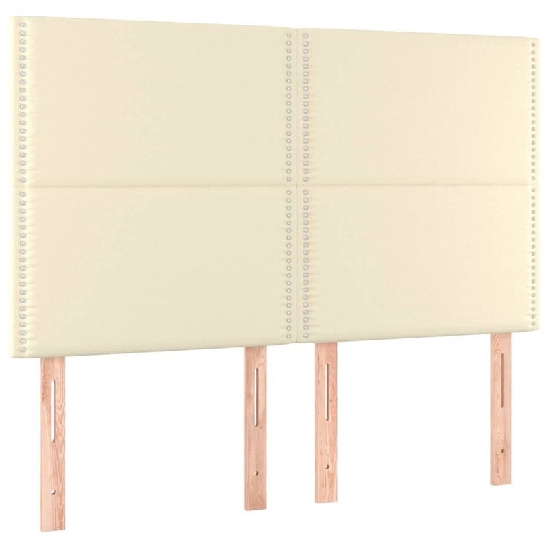 Foto van The living store hoofdbord - classic - crème - 144 x 5 x 118/128 cm - kunstleer - houten poten