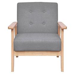 Foto van The living store retro fauteuil - lichtgrijs - 64.5 x 67 x 73.5 cm - houten frame