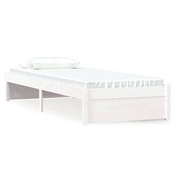 Foto van The living store houten bedframe - wit - 195.5 x 80.5 x 31 cm - massief grenenhout - geschikt voor 75 x 190 cm matras