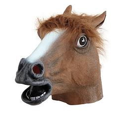 Foto van Paardenmasker - horse headmask voor kinderen en volwassenen - bruin - one size fits all - masker carnaval - paardenhoofd