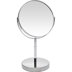 Foto van Zilveren make-up spiegel rond vergrotend 14 x 26 cm - make-up spiegeltjes