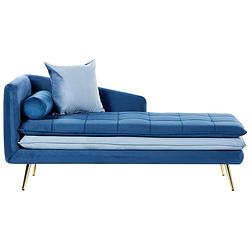 Foto van Beliani gonesse - chaise longue-blauw-fluweel