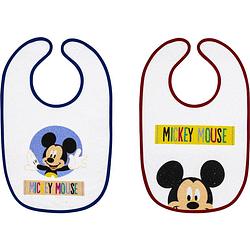 Foto van Disney slabbetjes mickey mouse 25 x 40 cm katoen wit 2 stuks