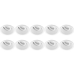 Foto van Spot armatuur 10 pack - pragmi zano pro - gu10 fitting - inbouw rond - mat wit - aluminium - kantelbaar - ø93mm