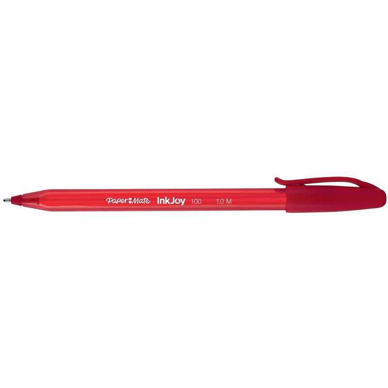 Foto van Paper mate balpen inkjoy 100 met dop, rood