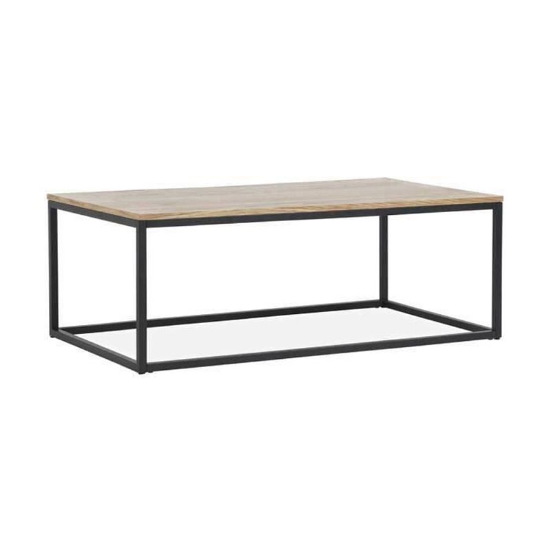 Foto van Eiken fineer salontafel met ijzeren onderstel - l 110 x d 60 x h 40 cm - vancouver