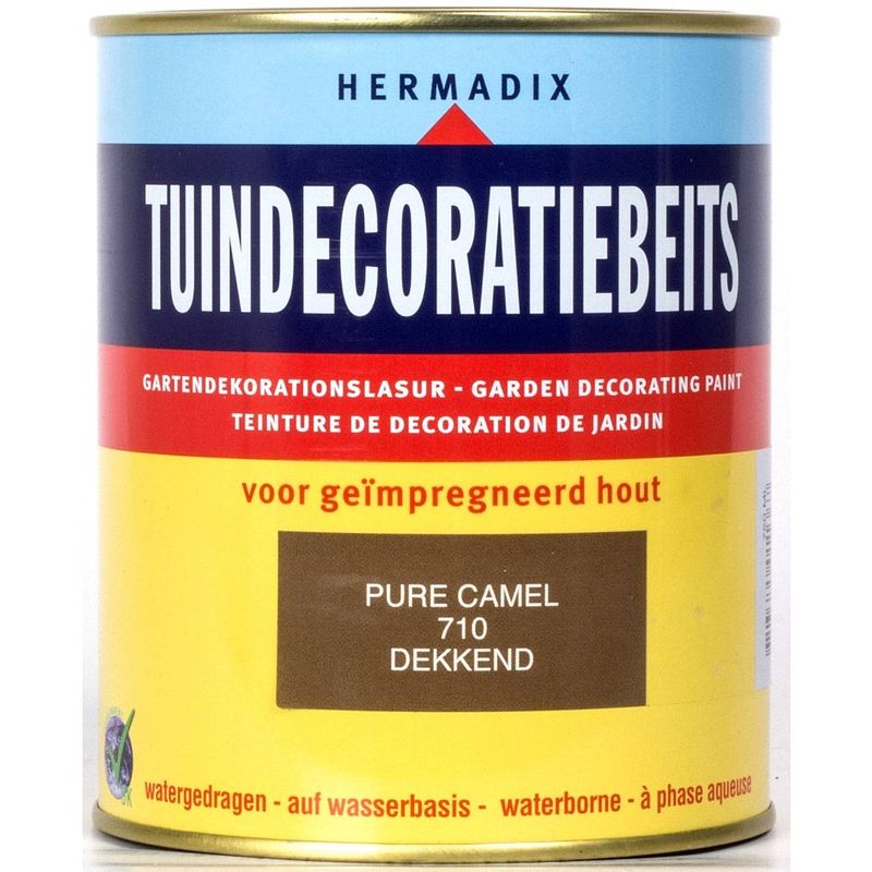 Foto van Hermadix - tuindecoratiebeits 710 pure camel 750 ml