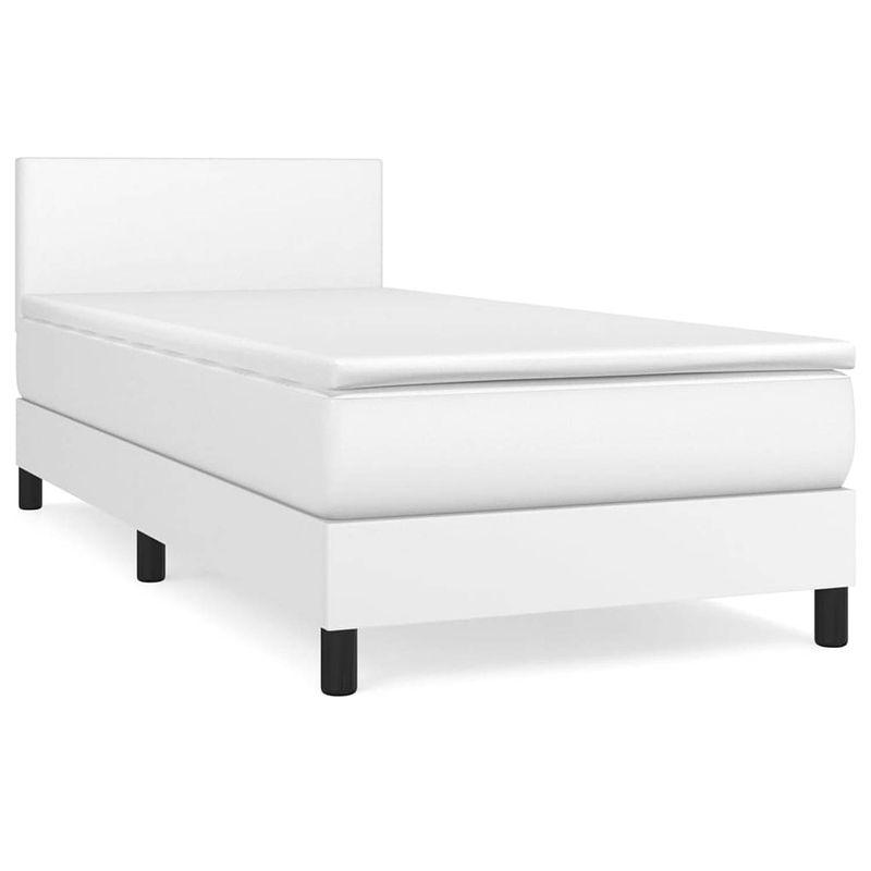 Foto van The living store boxspring met matras kunstleer wit 100x200 cm - bed