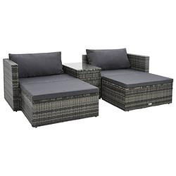 Foto van Vidaxl 5-delige loungeset met kussens poly rattan grijs