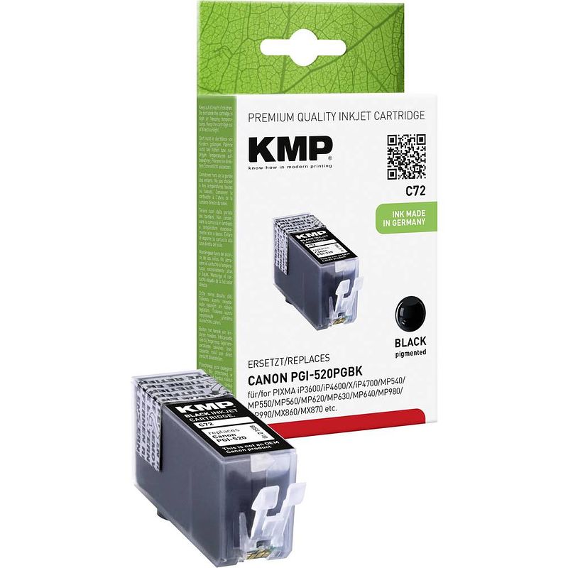 Foto van Kmp inkt vervangt canon pgi-520 compatibel zwart c72 1508,0001