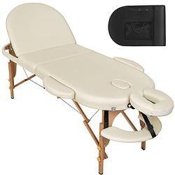 Foto van Tectake® - massagetafel ovaal - 5 cm matras - in hoogte verstelbaar, incl. accessoires - beige - 404372