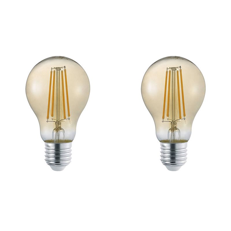 Foto van Led lamp - trion lamba - set 2 stuks - e27 fitting - 4w - warm wit 3000k - amber - glas