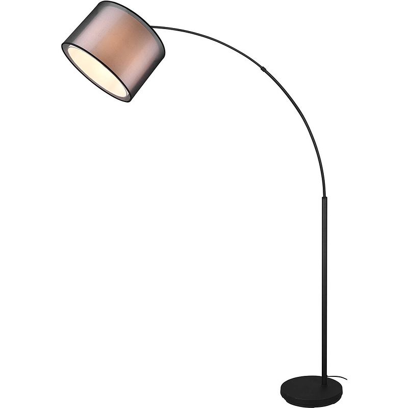 Foto van Led vloerlamp - vloerverlichting - trion bidon - e27 fitting - 1-lichts - rond - mat zwart - aluminium - tot 10w